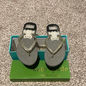 kate spade Gray Glitter Flip Flop Sandals